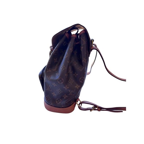 Vintage Louis Vuitton Montsouris MM Monogram Backpack Brown Leather Trim - Picture 11 of 14